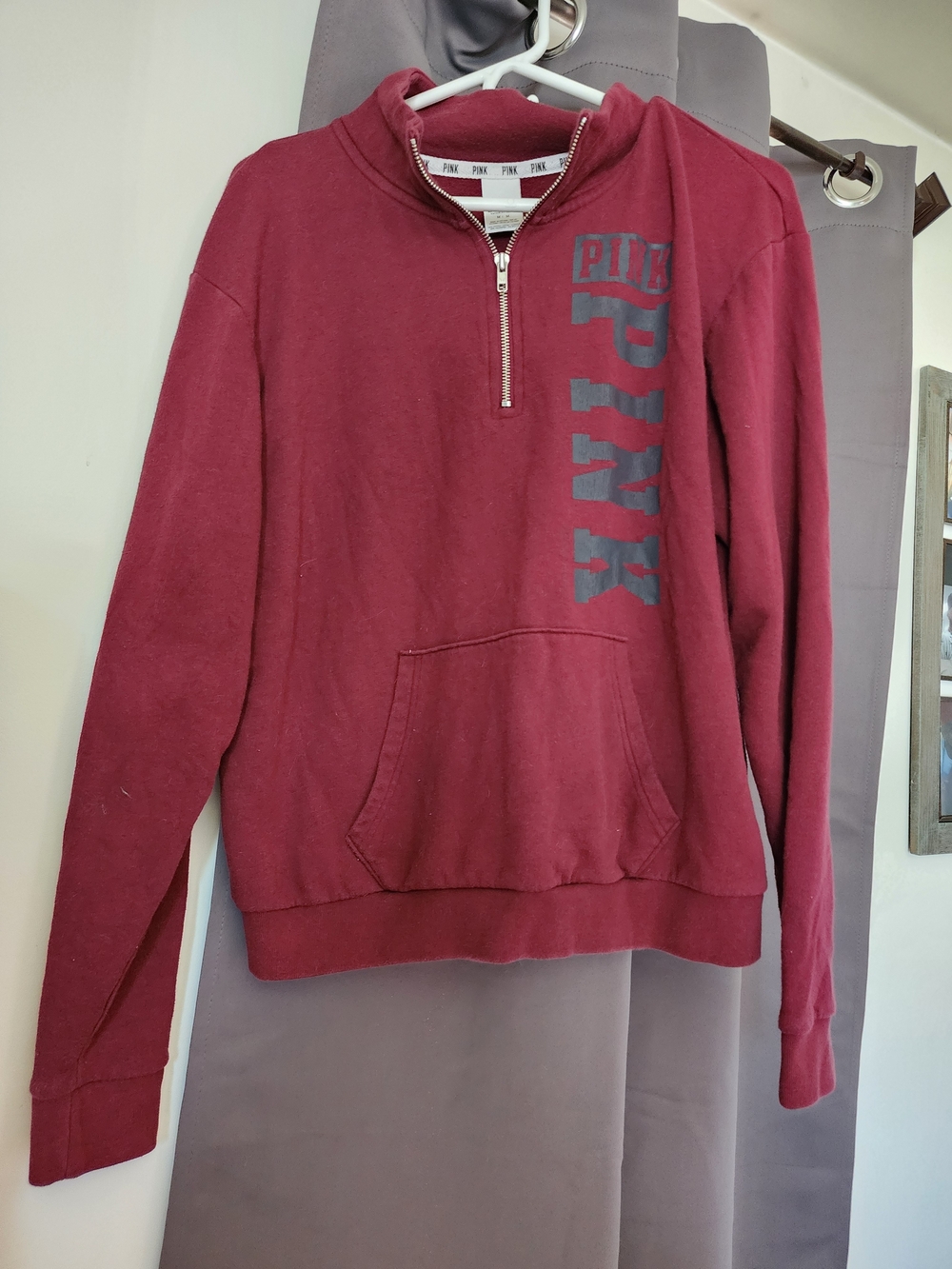 PINK Victoria's Secret Maroon Half-Zip Sweatshirt